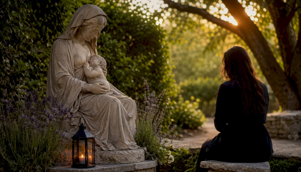 Our Lady of La Leche nursing statue at shrine