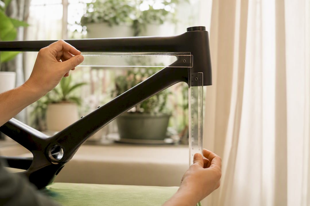 Measuring reach and stack on bicycle frame