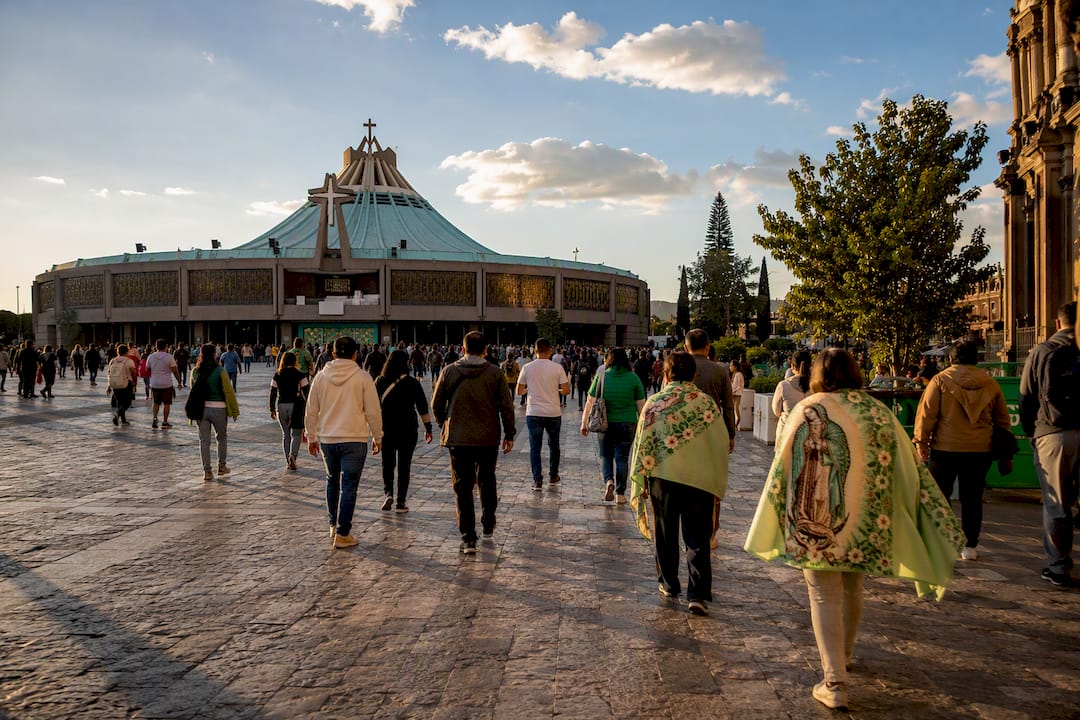 Pilgrims approaching Guadalupe Basilica