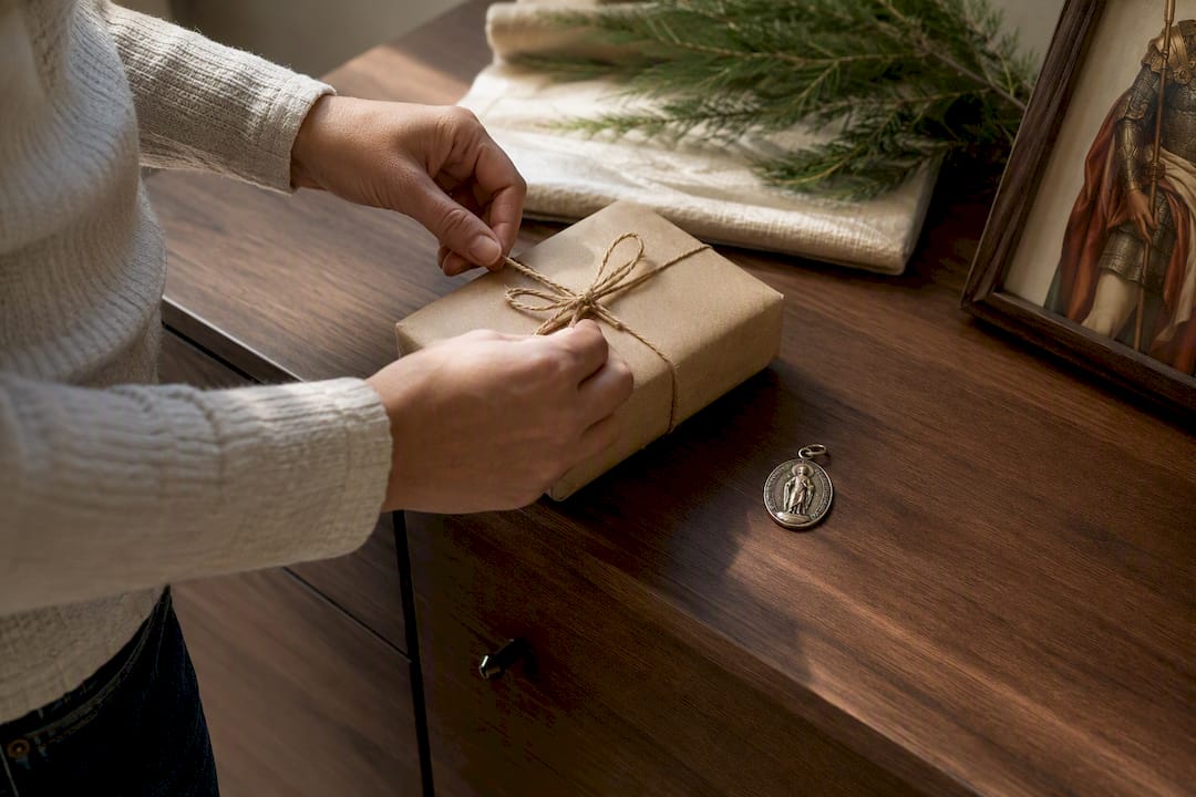 Preparing a saint gift for service member