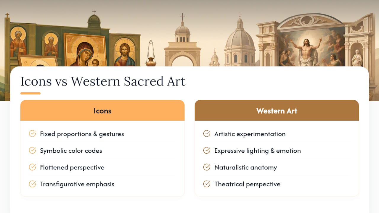 Comparison of icon and sacred art theology