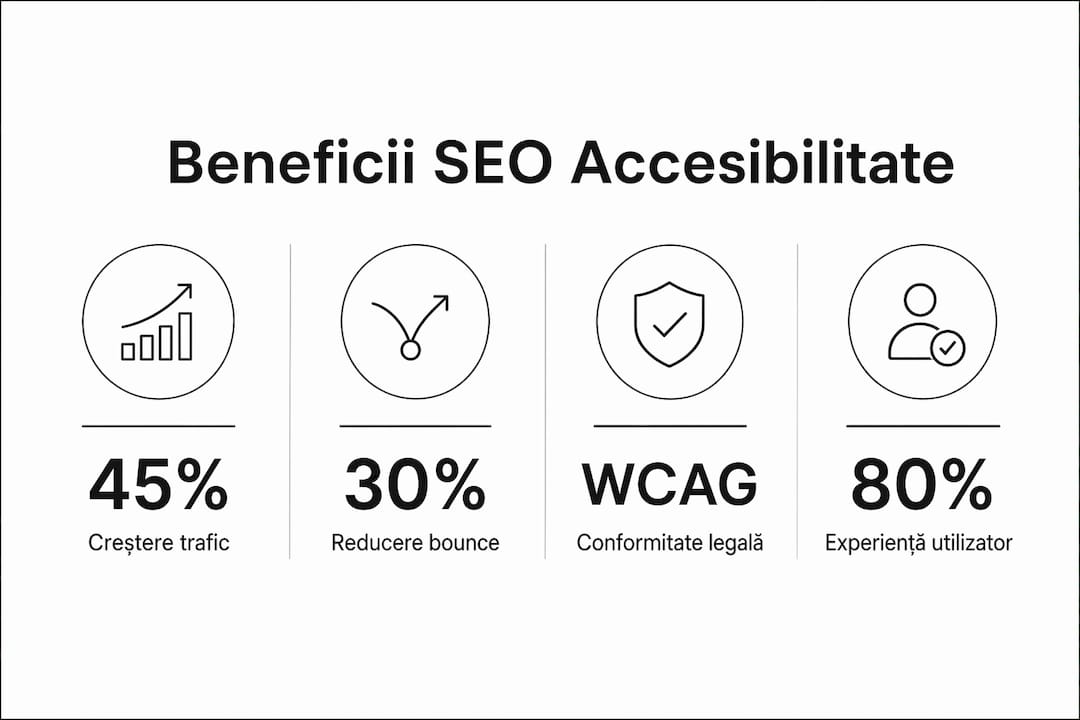 Infografic ce evidențiază avantajele SEO obținute prin îmbunătățirea accesibilității site-urilor web