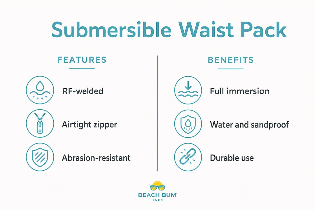 Infographic comparing features and benefits of waist pack