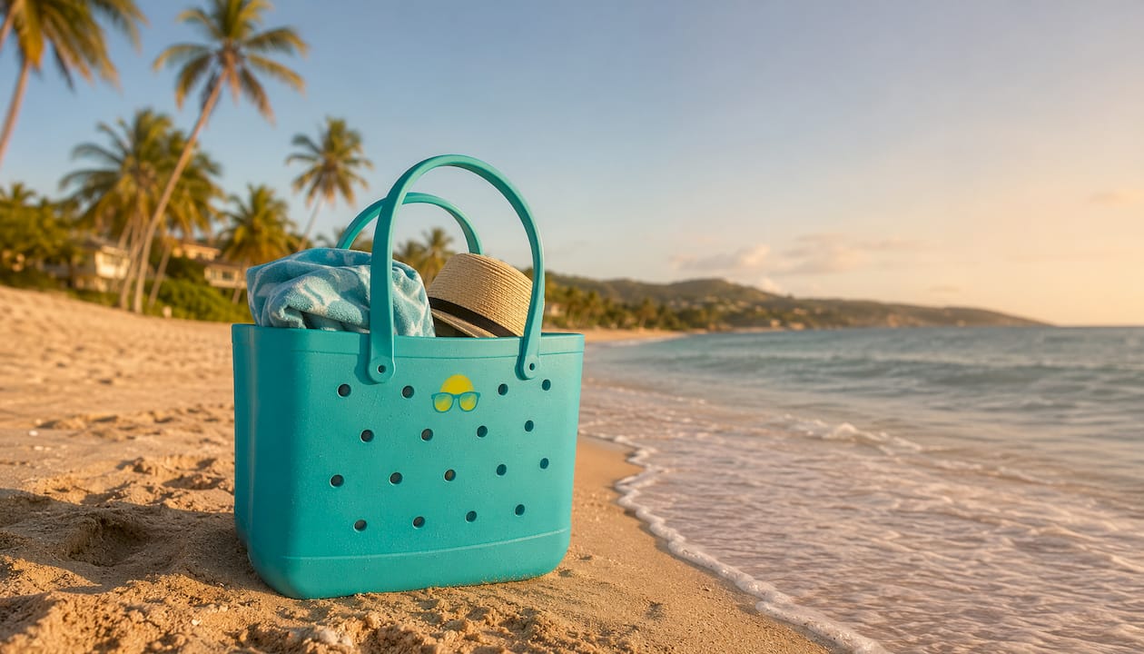 Structured EVA foam waterproof beach bag close-up