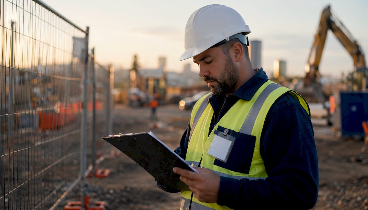 Onsite security guards: your 2026 compliance guide 8 Security guard checking WHS compliance clipboard