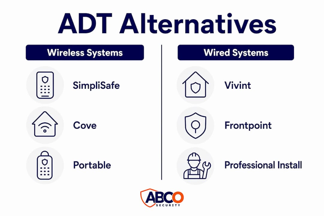 Best ADT alternatives for Australian homeowners in 2026 9 Comparison infographic of ADT alternatives features