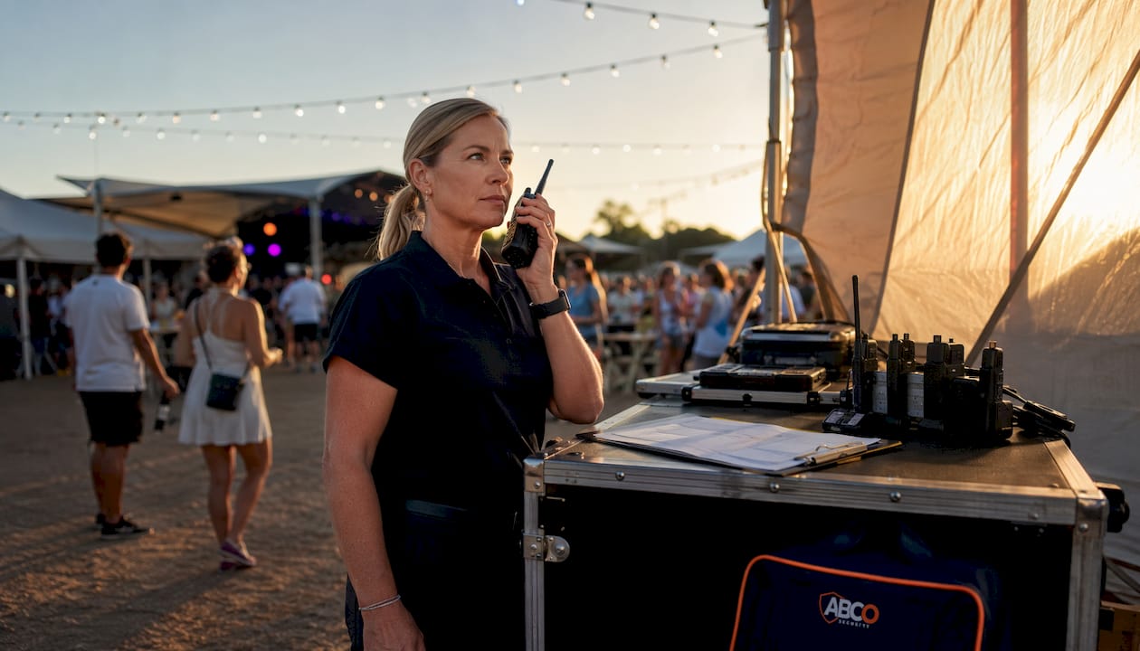 Event security staffing in Australia: your 2026 guide 8 Security coordinator monitoring event CCTV feeds