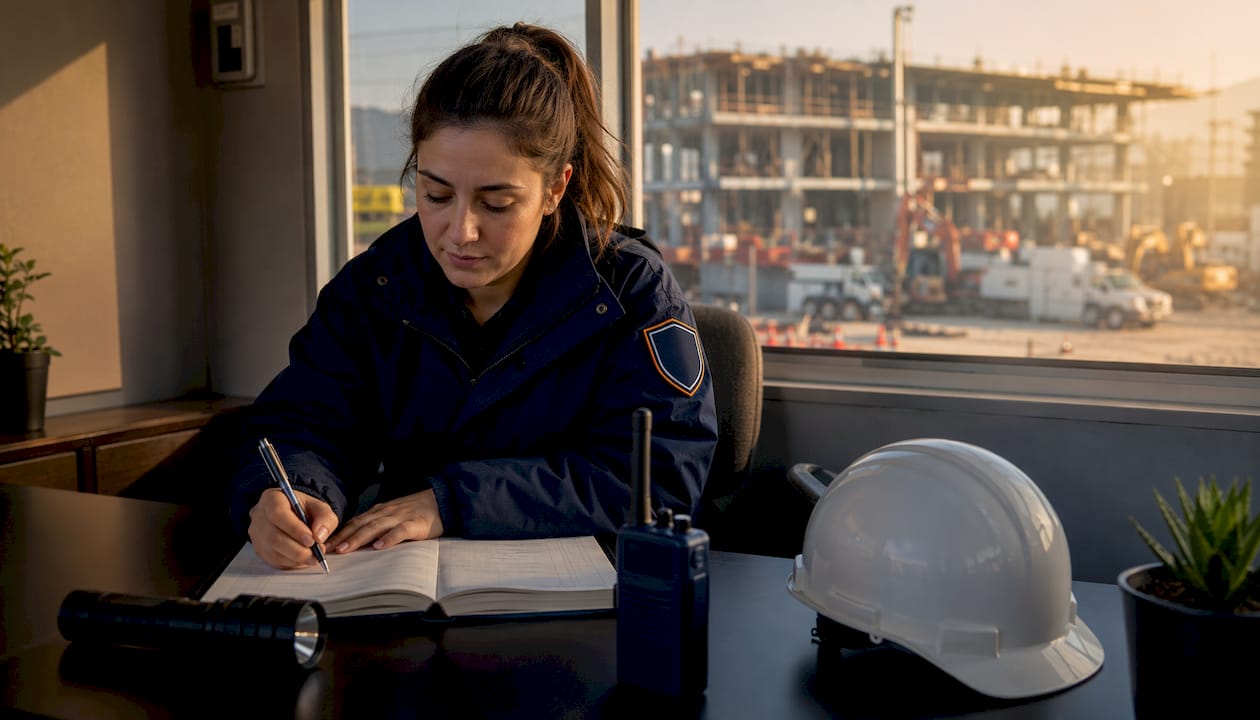 Construction site security guards: your 2026 guide 8 Static security guard recording duties in cabin