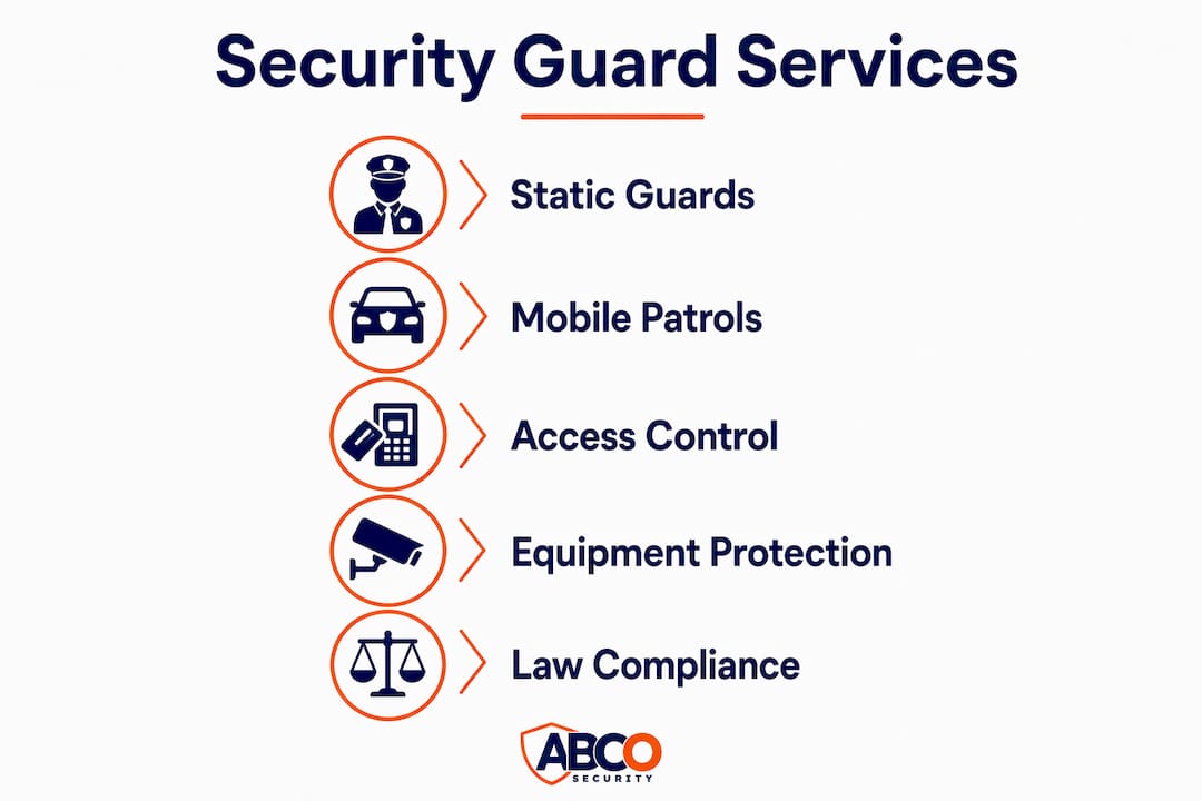 Construction site security guards: your 2026 guide 10 Infographic outlining construction site security services