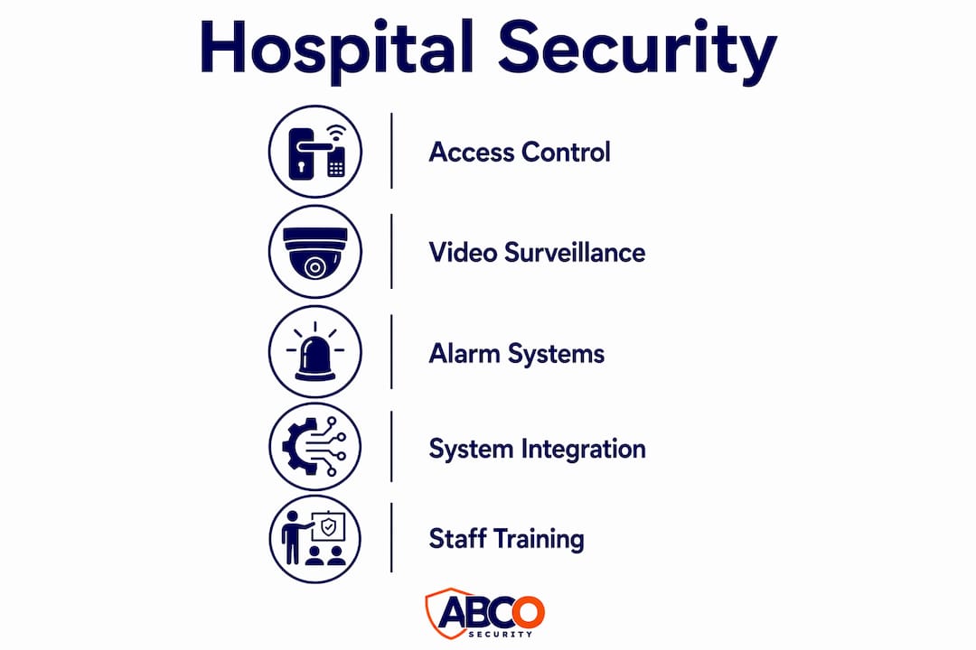 Hospital security systems: the 2026 guide for Australian facilities 8 Infographic illustrating hospital security system components
