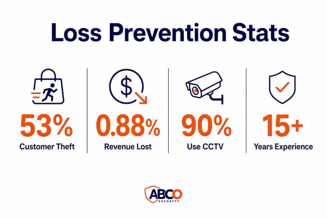 Retail loss prevention services: your 2026 guide 8 Infographic showing retail loss prevention key statistics