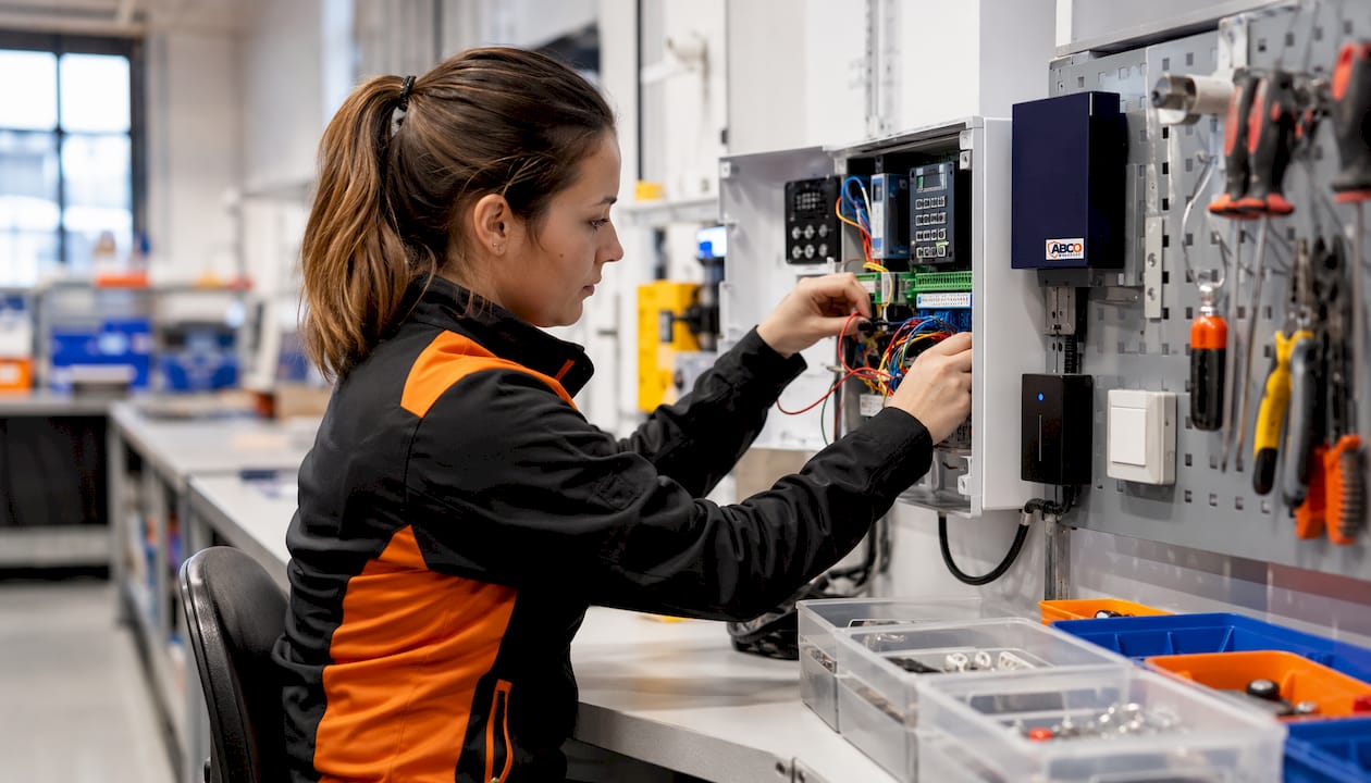 Industrial security system: a practical guide for facility managers 9 Technician wiring access control alarm panel