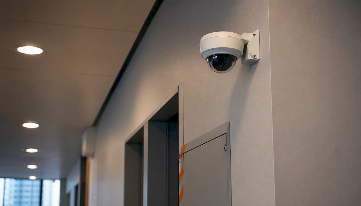 Access control integrations: a technical guide for Australian teams 8 Security CCTV camera in office hallway