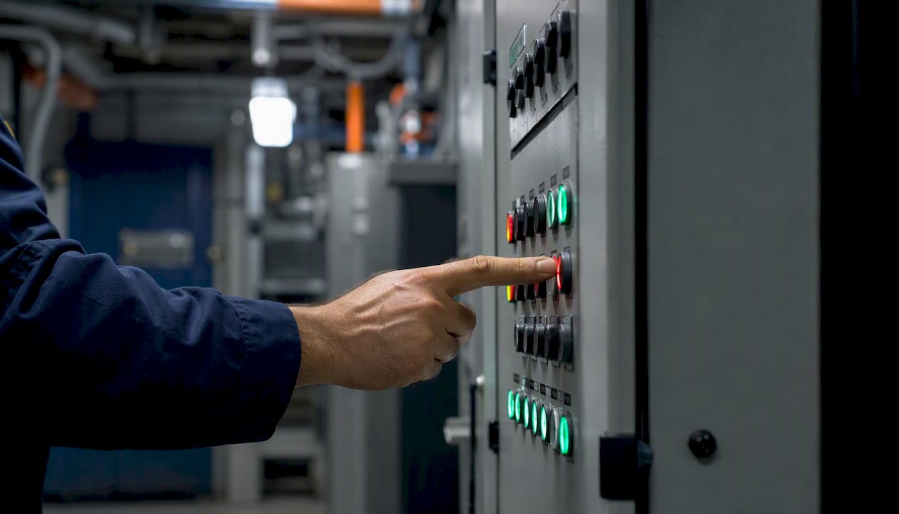 Access control integrations: a technical guide for Australian teams 9 Hand pressing button on BMS control panel