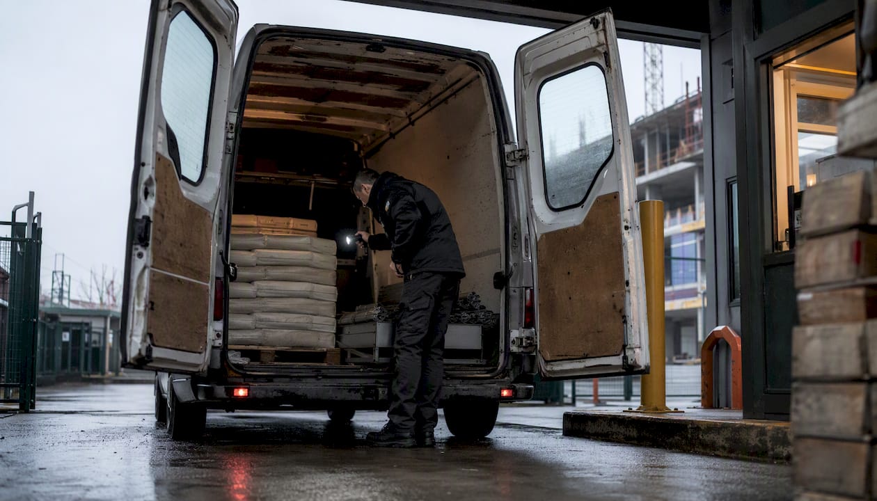 Gatehouse security procedures: the Australian site manager's guide 8 Officer inspecting vehicle cargo at gatehouse