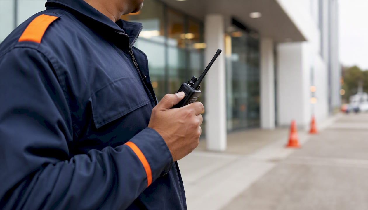 Security incident reporting for facility and site managers 8 Security officer using radio to notify incident
