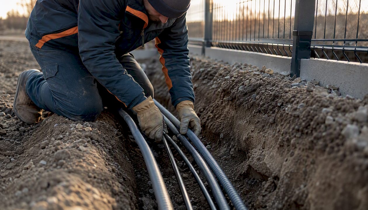Perimeter intrusion detection: the complete operational guide 8 Technician installing buried seismic sensor cable