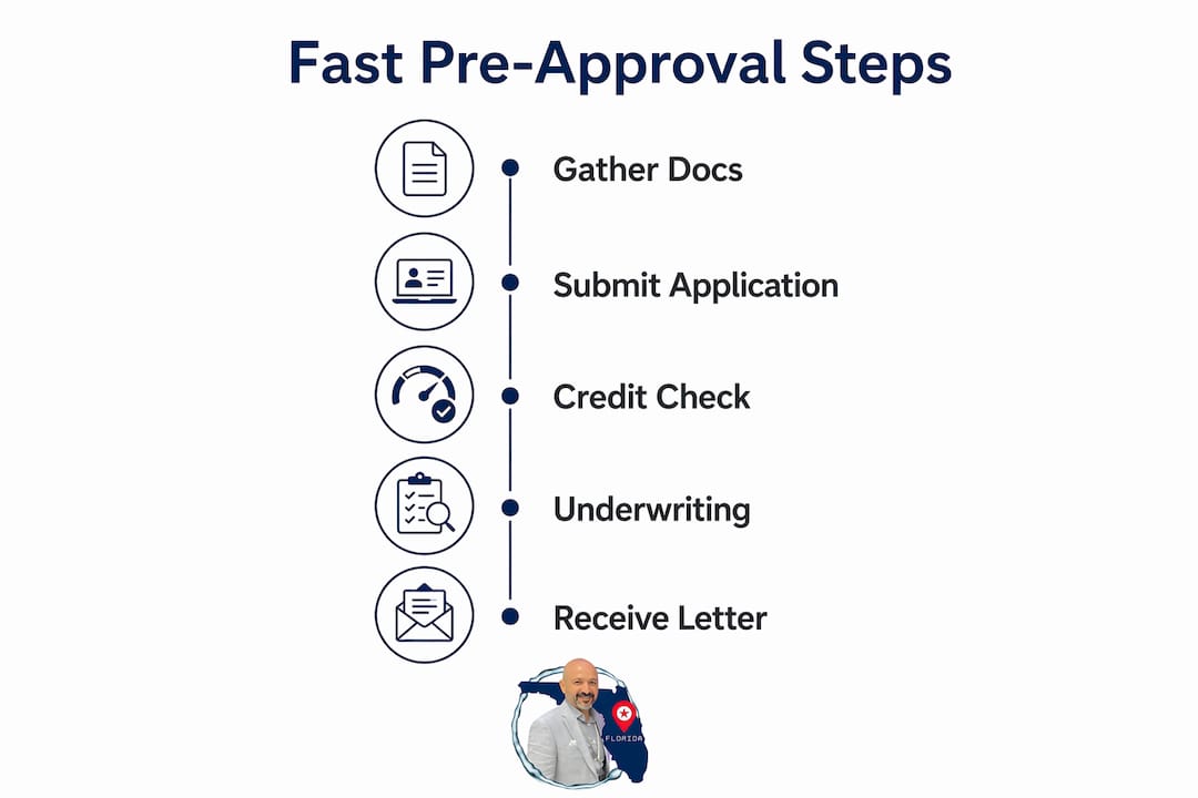 Infographic illustrating steps for fast mortgage pre-approval