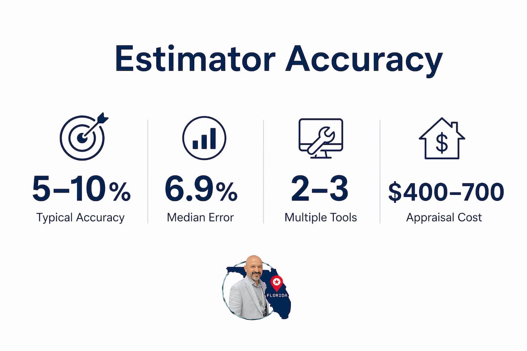 Infographic showing home value estimator accuracy statistics