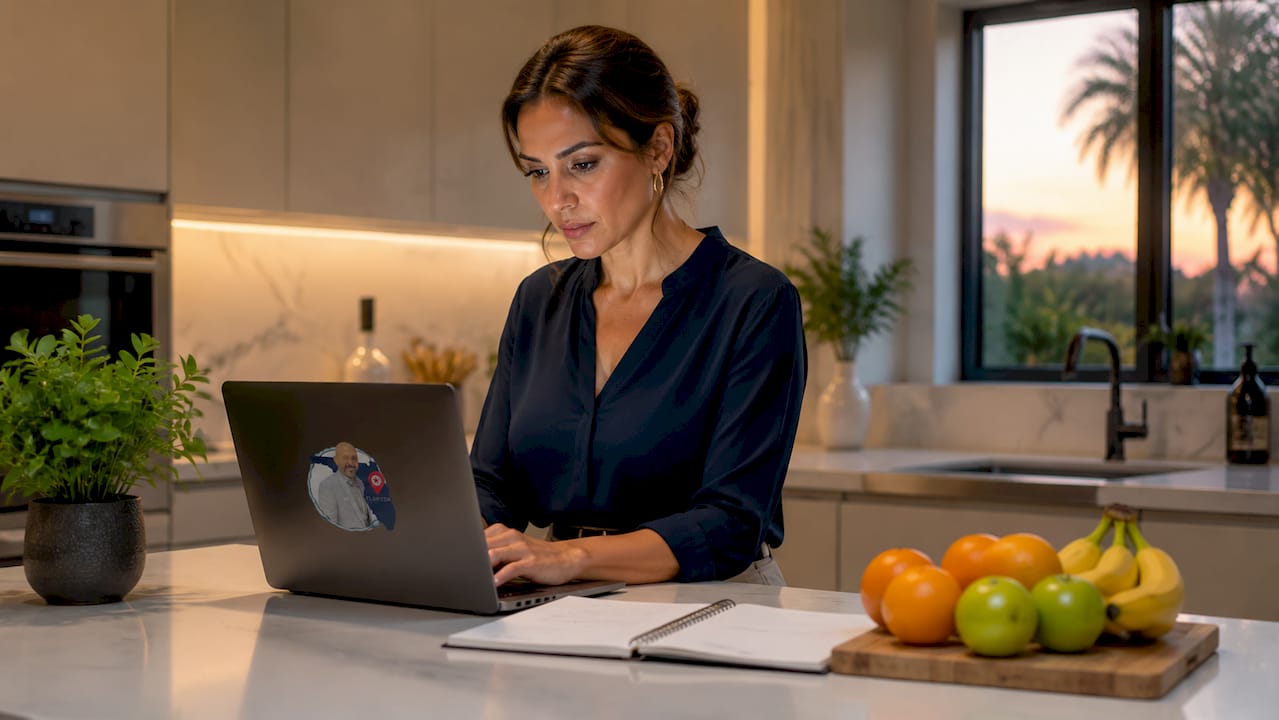 Hands typing on laptop for home value model