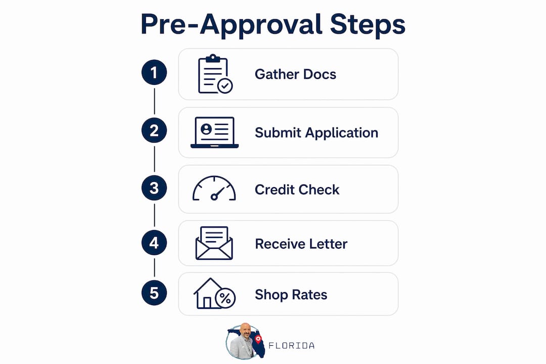 Infographic outlining mortgage pre-approval steps