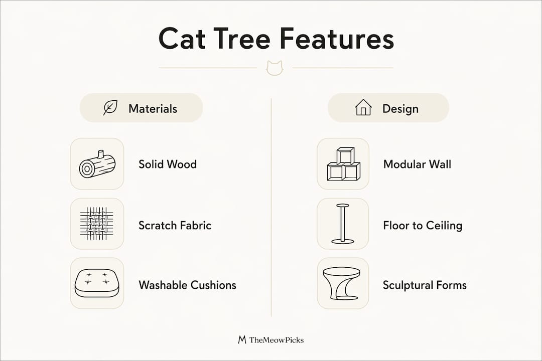 Infographic comparing aesthetic cat tree features