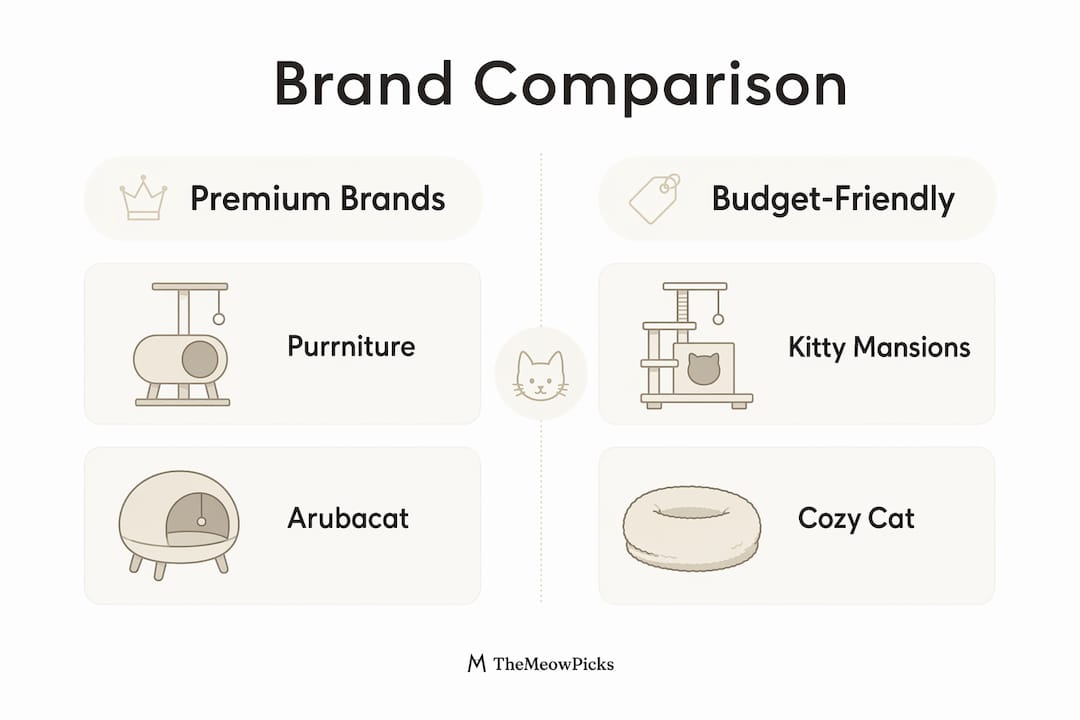 Infographic comparing premium and budget large cat furniture brands