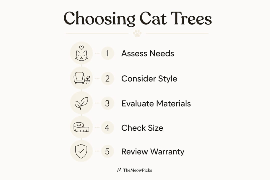Infographic outlining steps to choose designer cat trees