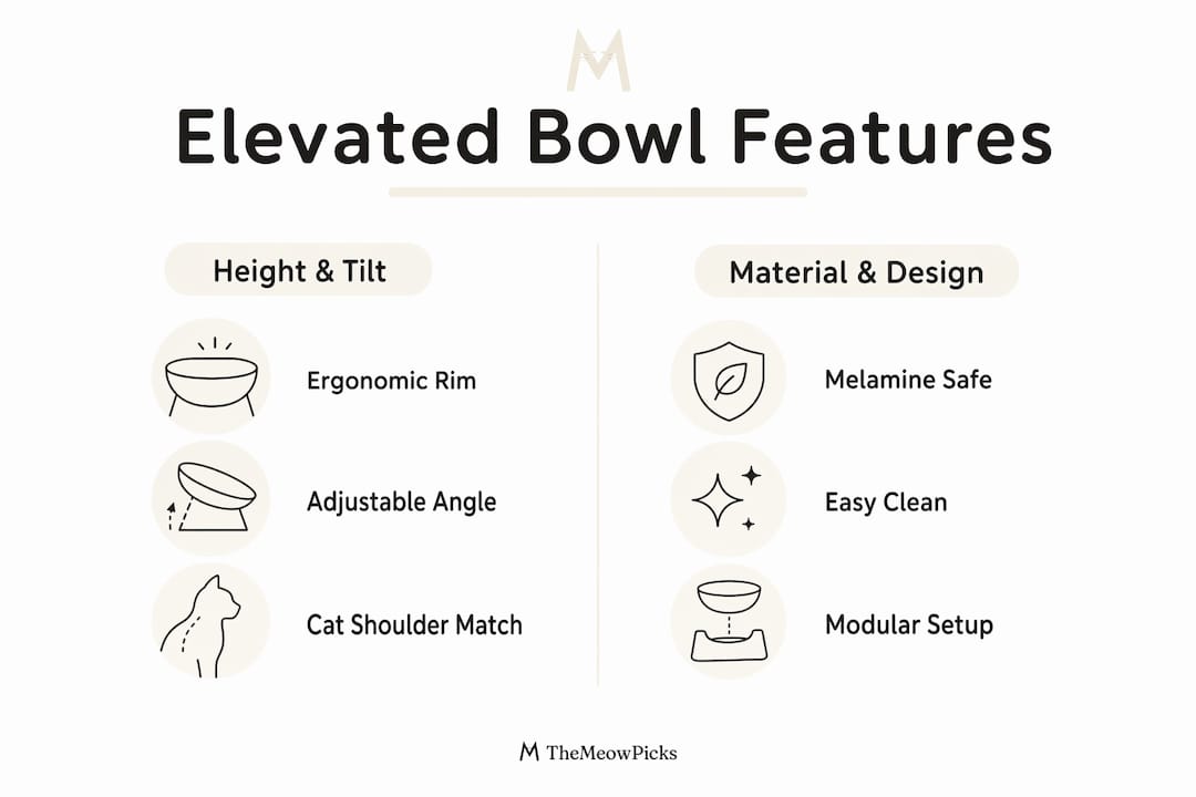 Infographic comparing features of elevated cat bowls