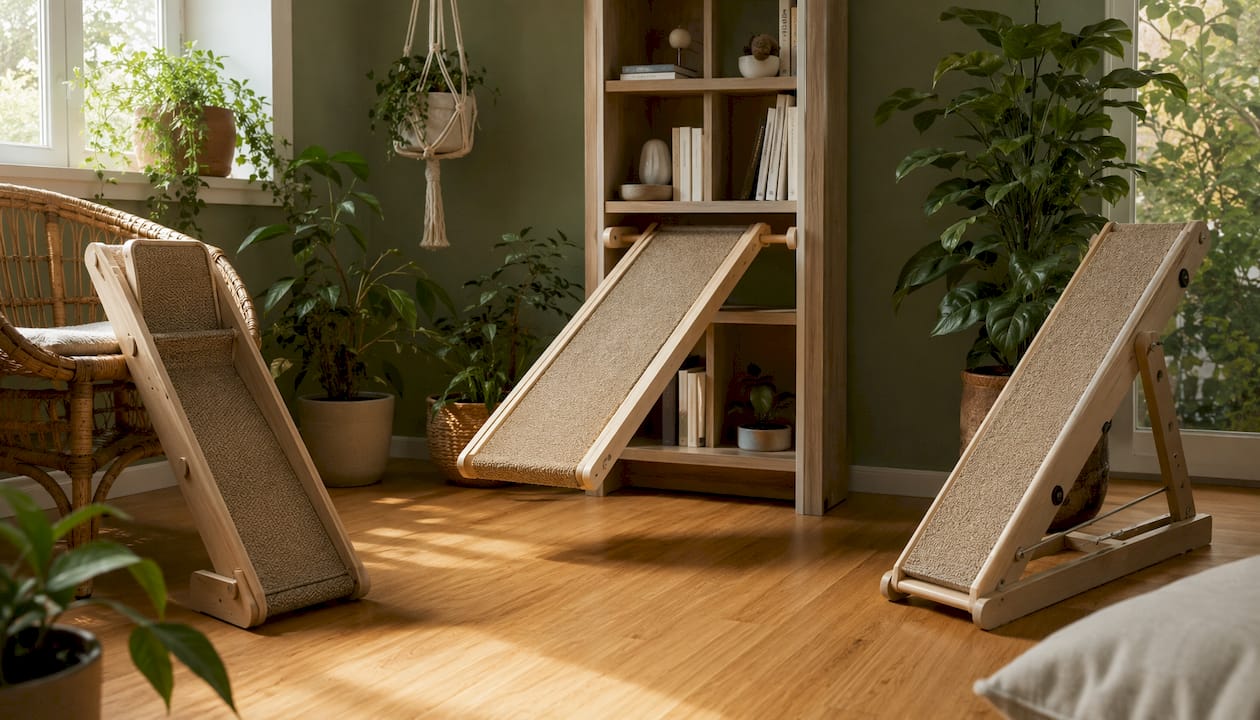 Three types of cat ramps side by side