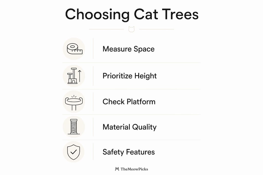 Infographic showing steps to choose cat trees