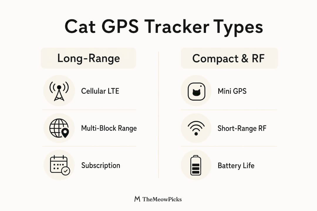 Infographic comparing types of cat GPS trackers