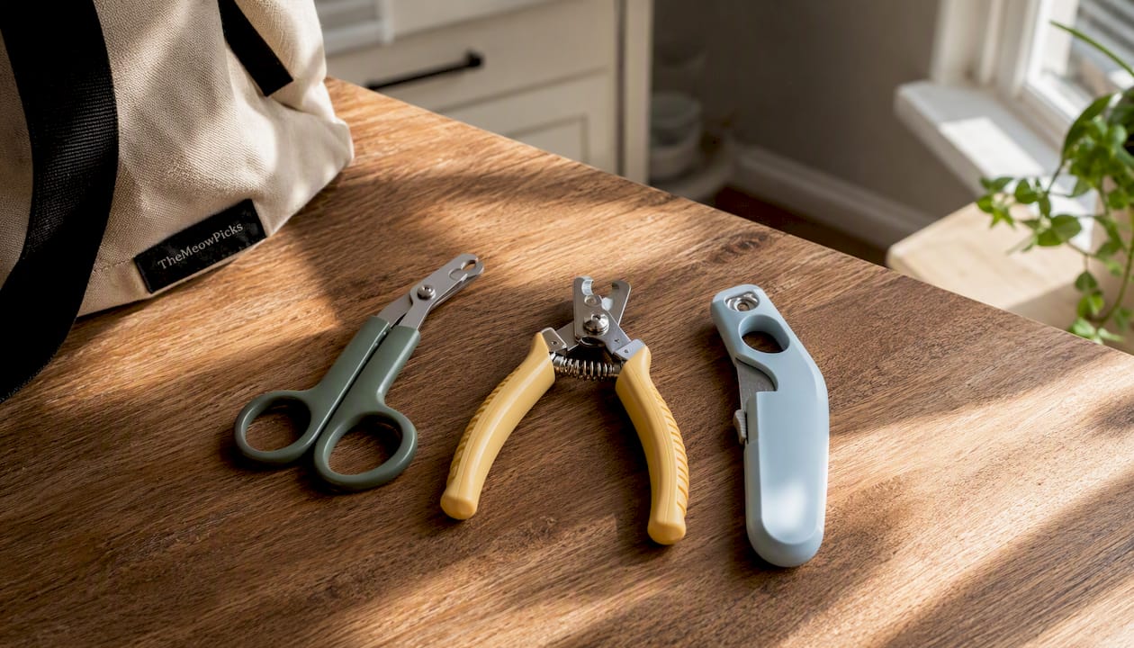 Three types of cat nail clippers side by side