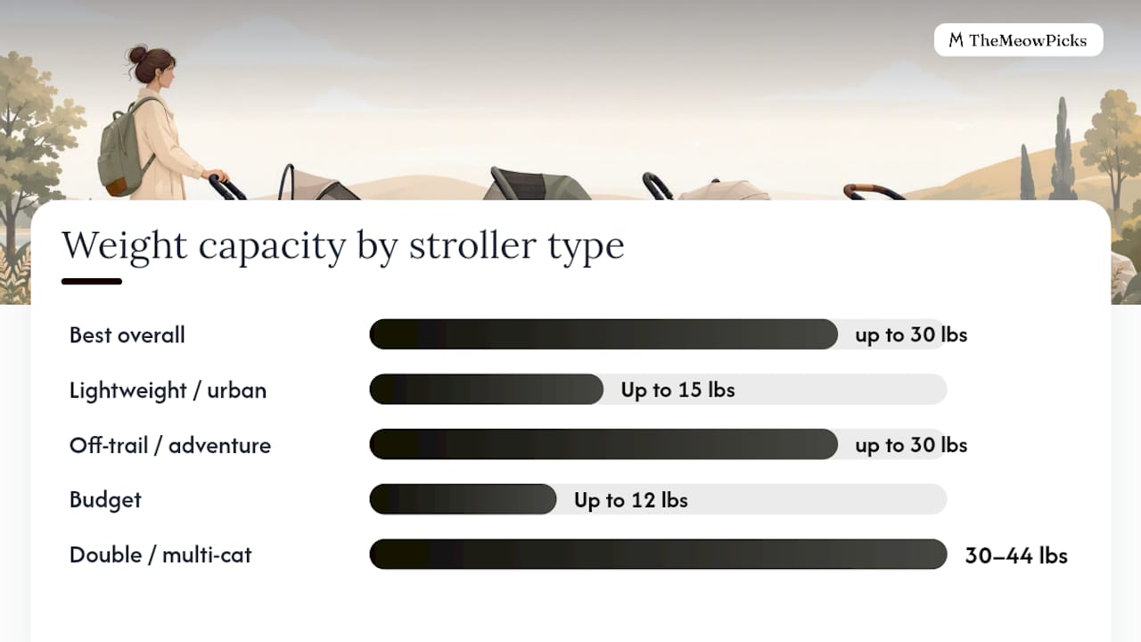 Diagram comparing cat stroller specs and features