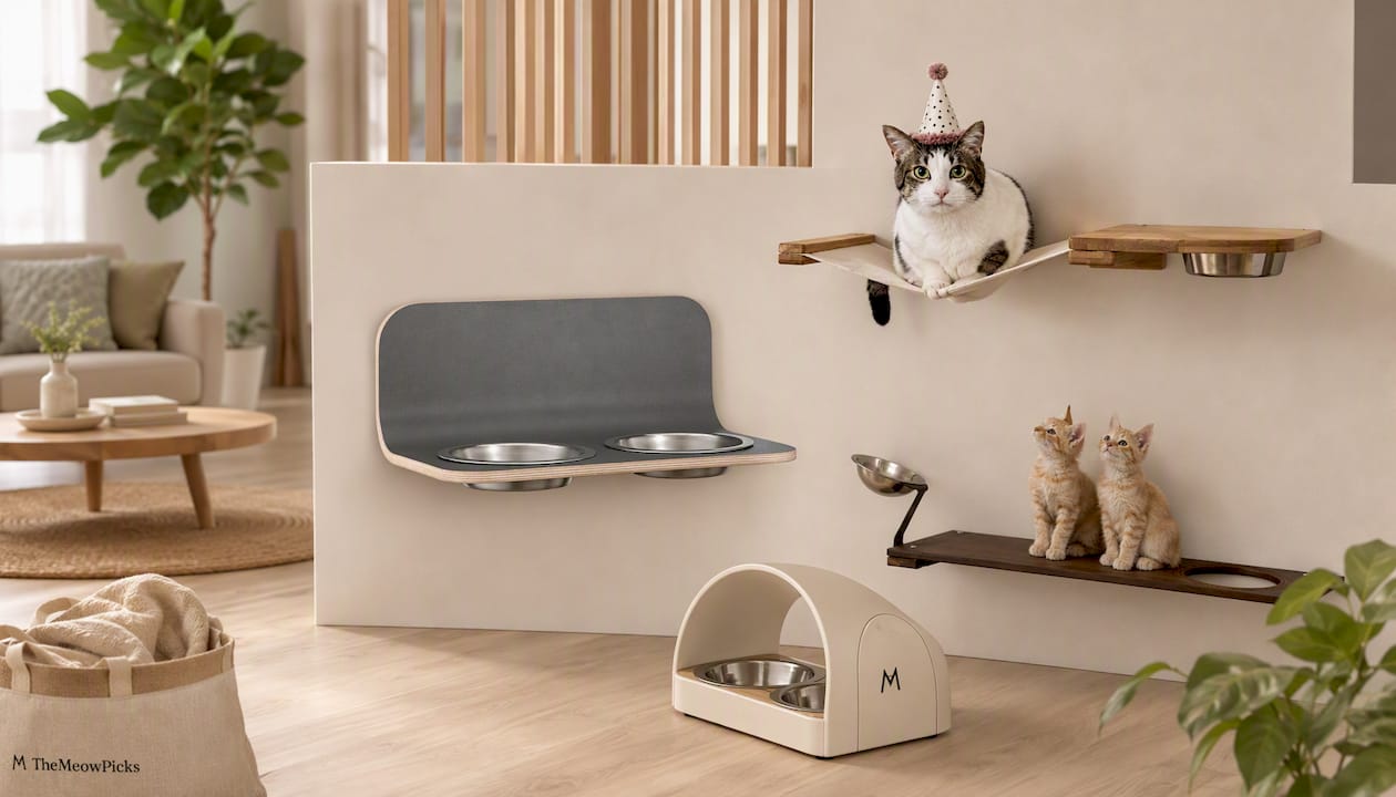 Wall-Mounted Cat Feeding Shelf