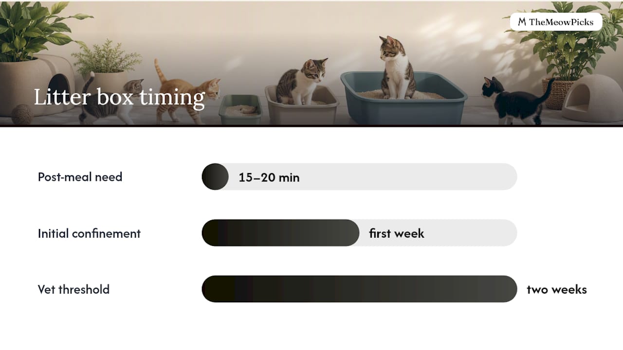 How to introduce your kitten to the litter box — overview diagram