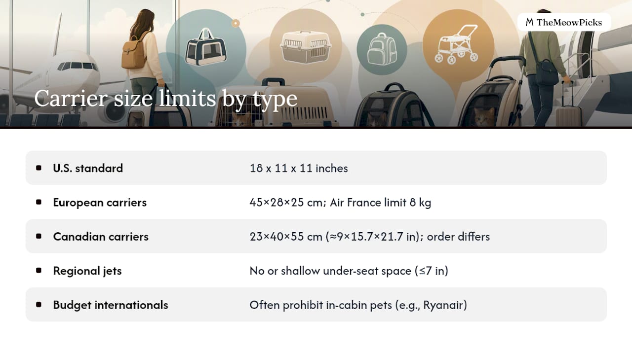 International airlines and regional carriers: how size limits differ — overview diagram