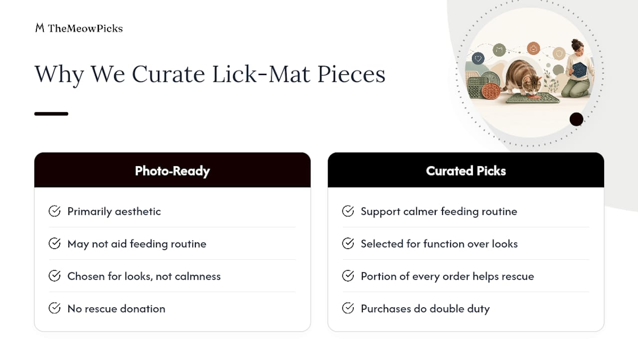 Why We Curate Lick-Mat-Friendly Pieces — overview diagram