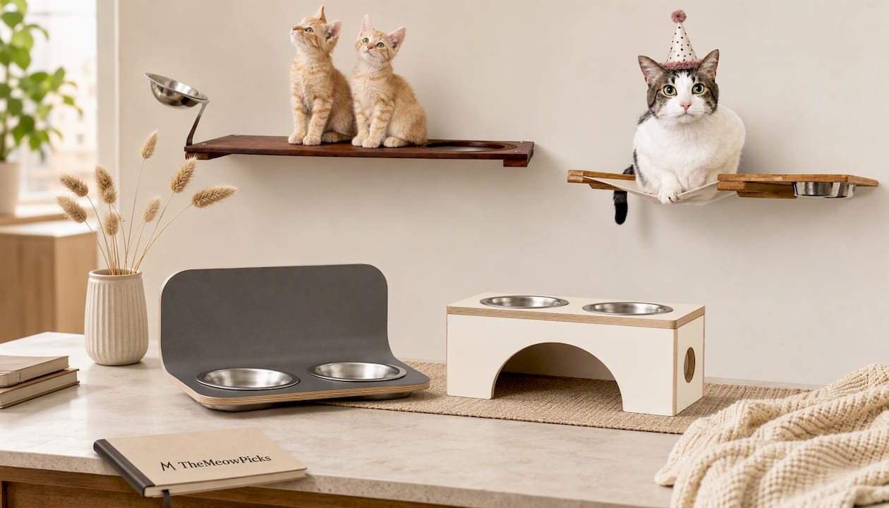 Wall-Mounted Cat Feeding Shelf