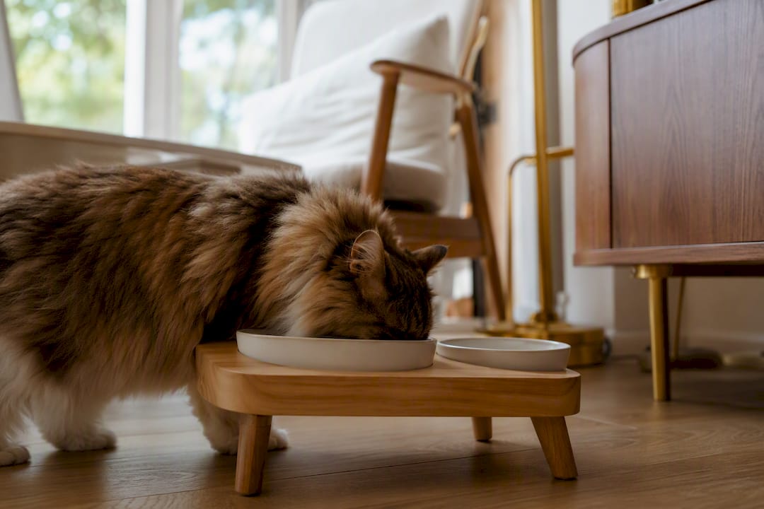 Designer cat feeding station complementing modern decor