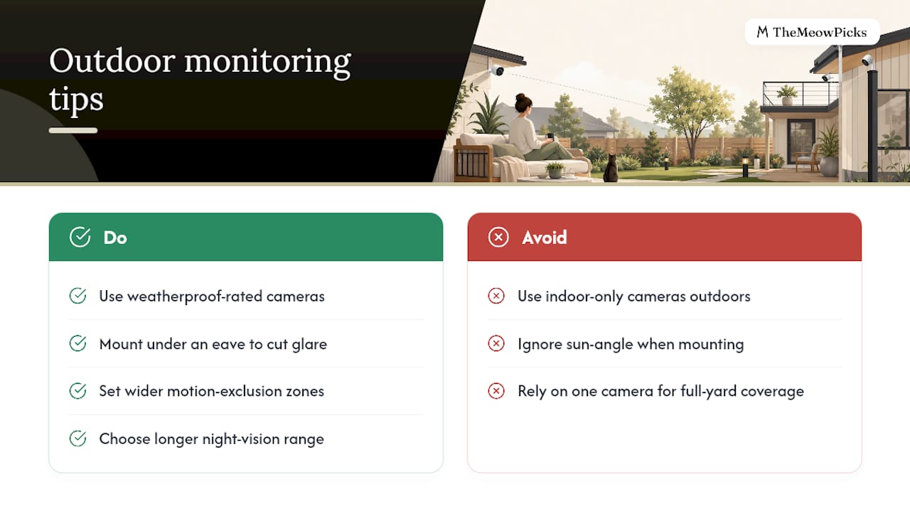 Outdoor cat camera placement considerations