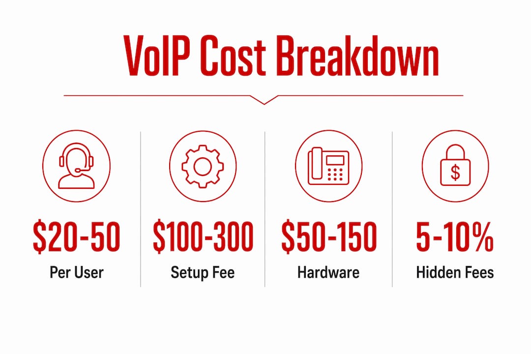 Infographic showing typical VoIP cost components