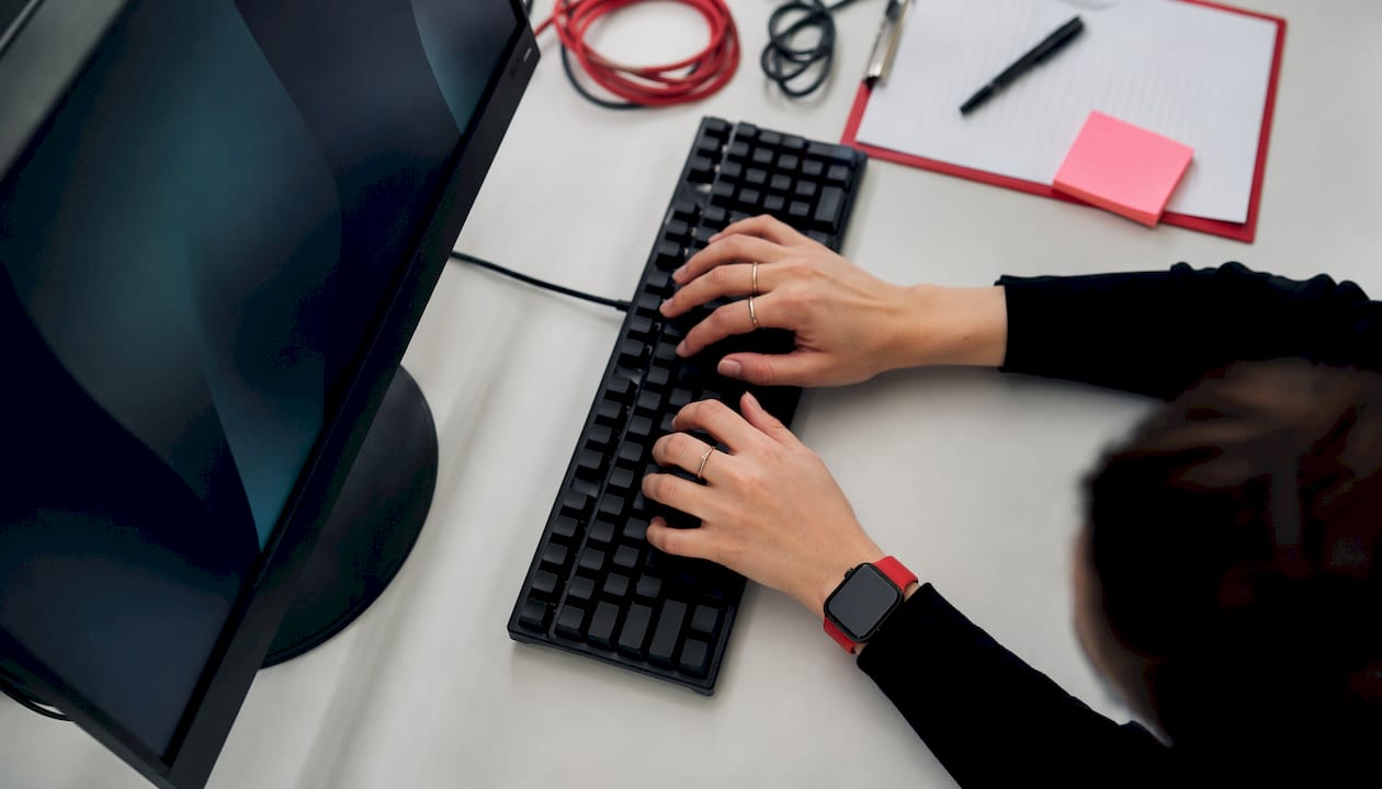 IT technician configuring business email setup