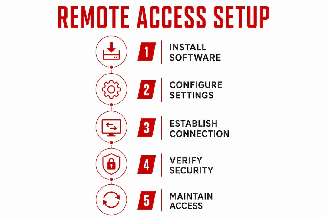 How to remote into a computer: a practical guide 1 Infographic showing remote desktop setup steps