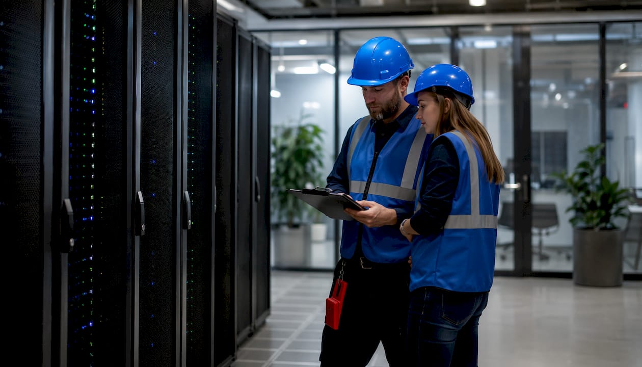 Cloud based hosting services for Australian businesses 3 Australian data center exterior and technicians
