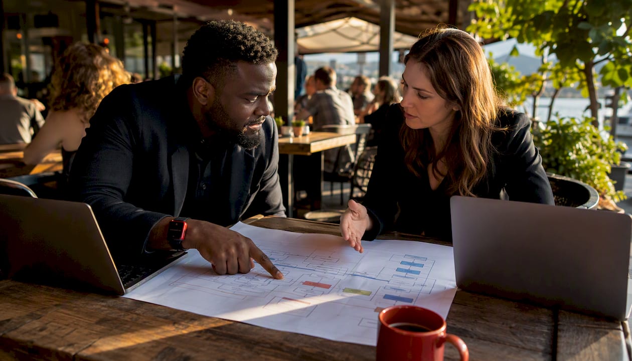 Two IT experts planning tenant migration