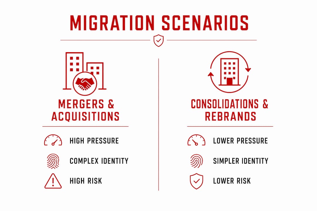 Infographic comparing migration scenarios side by side