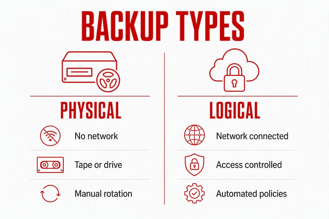 Infographic comparing physical and logical air gapped backups