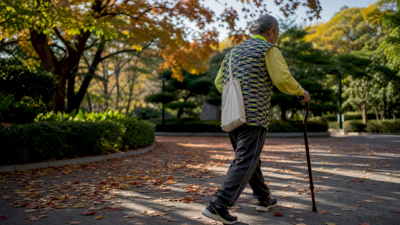 Man walking outdoors for mood improvement