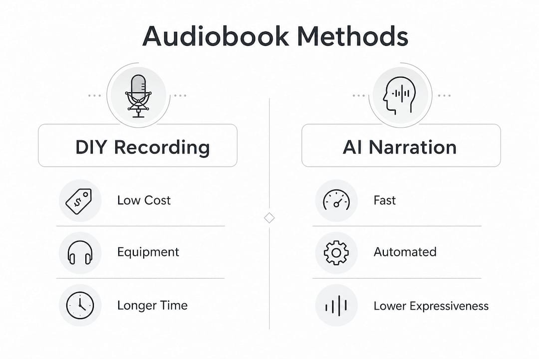 Infographic comparing DIY recording and AI narration methods